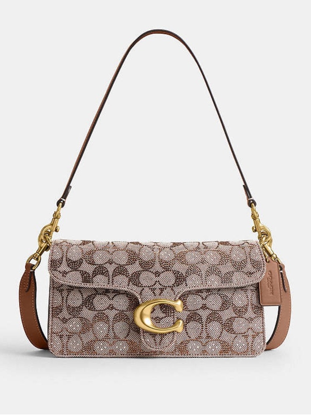 Coach Tabby Shoulder Bag 26 Crystal Signature Jacquard Mushroom New
